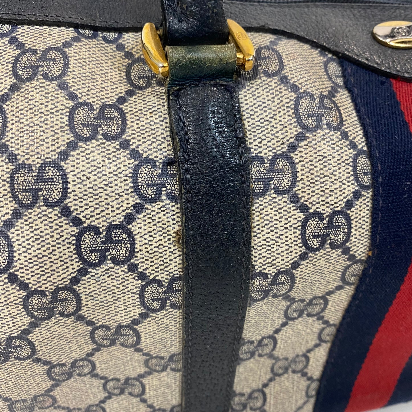 Vintage Gucci Navy Blue Boston Bag