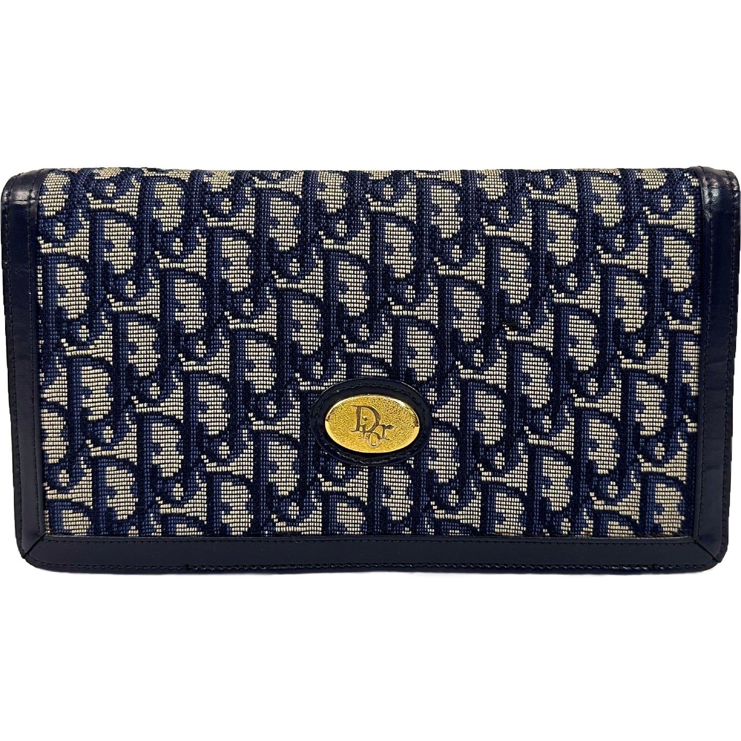 Vintage Christian Dior Navy Blue Trotter Monogram Clutch