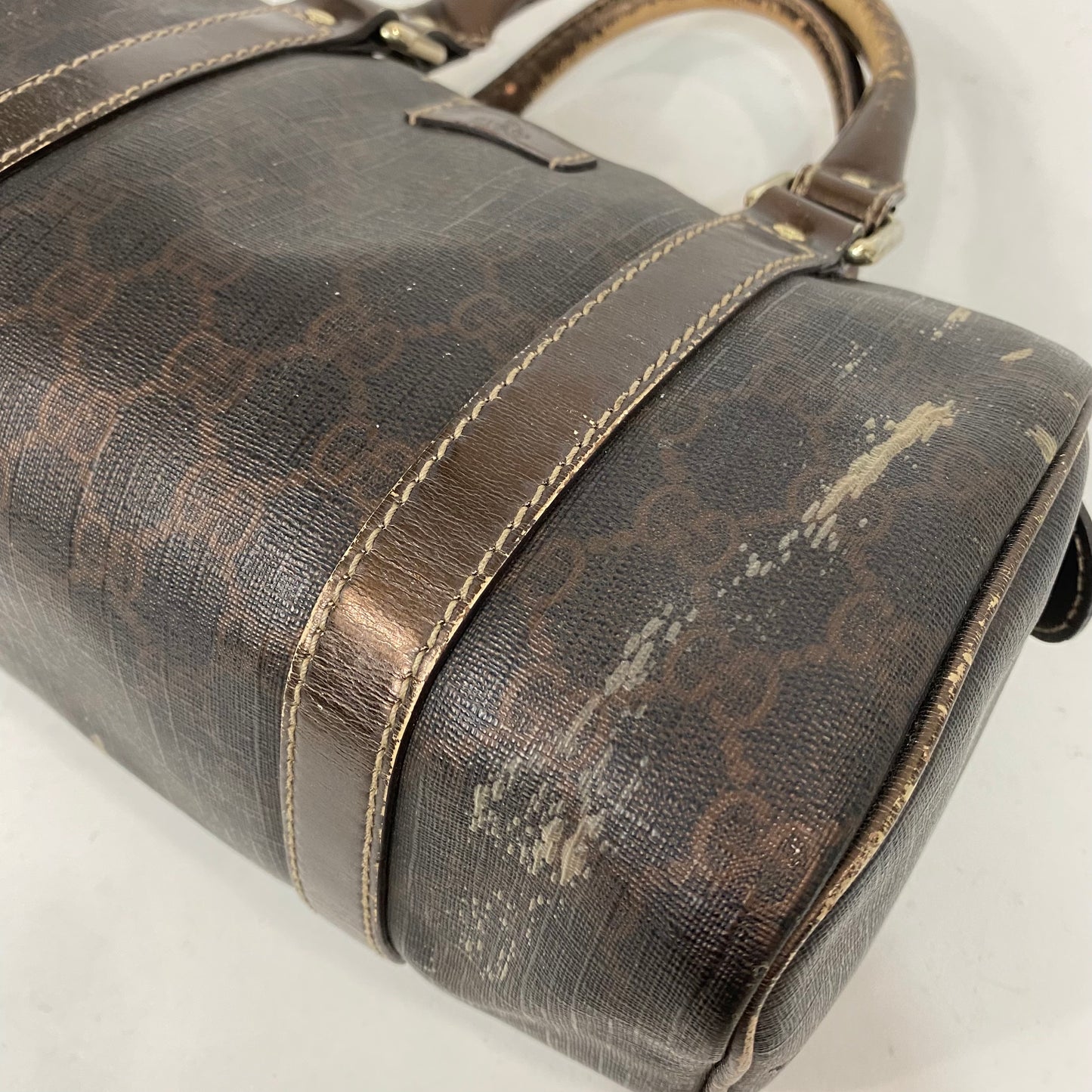 Vintage Gucci Bronze Metallic Mini Boston Bag