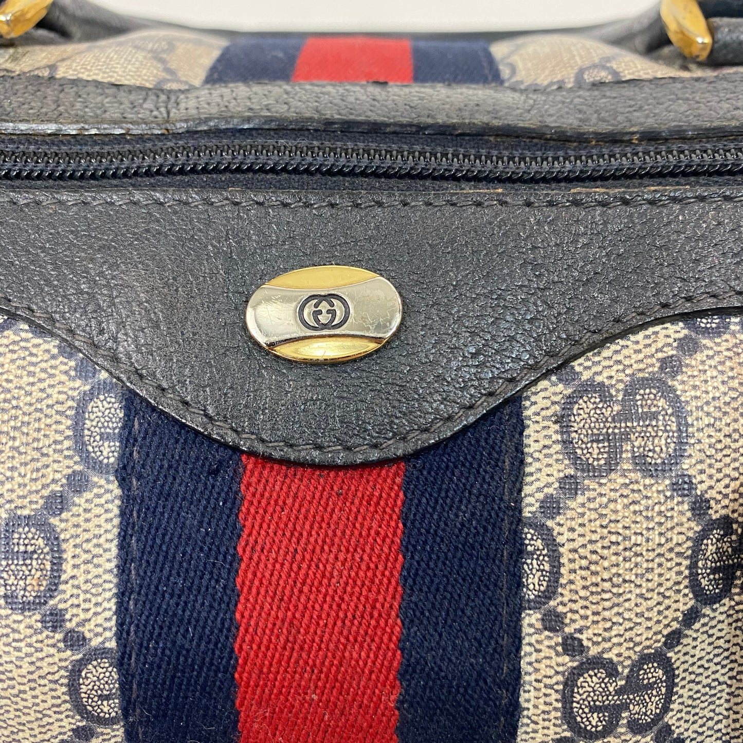 Vintage Gucci Navy Blue Boston Bag