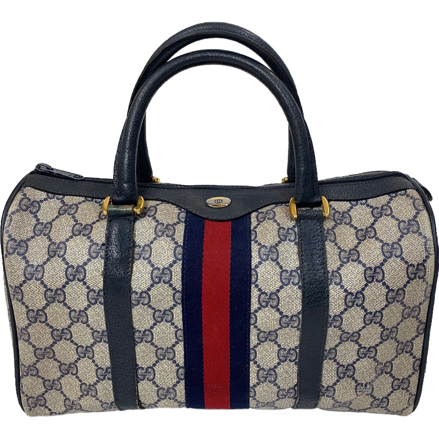 Vintage Gucci Navy Blue Boston Bag