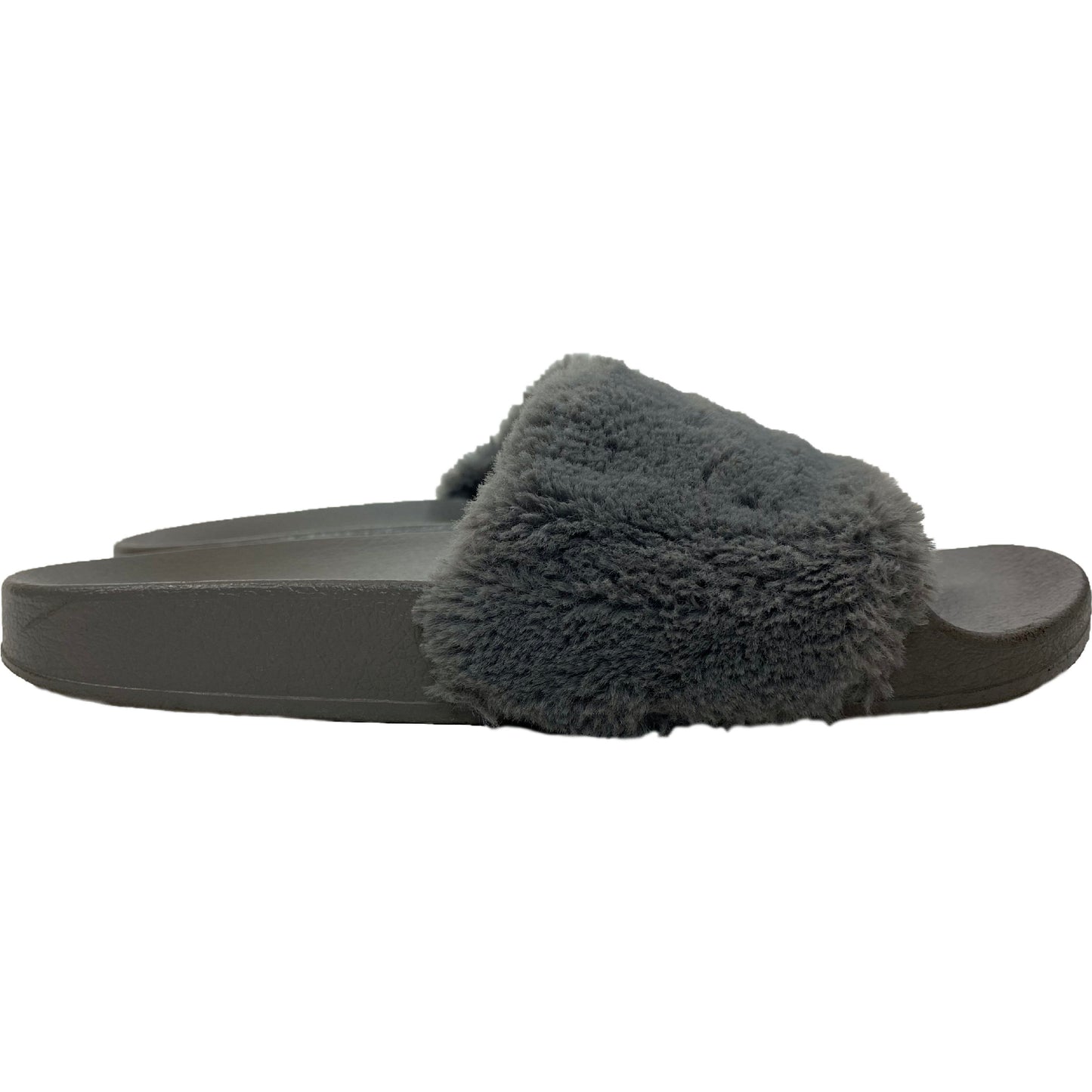 Steve Madden Softey Grey Faux Fur Slides