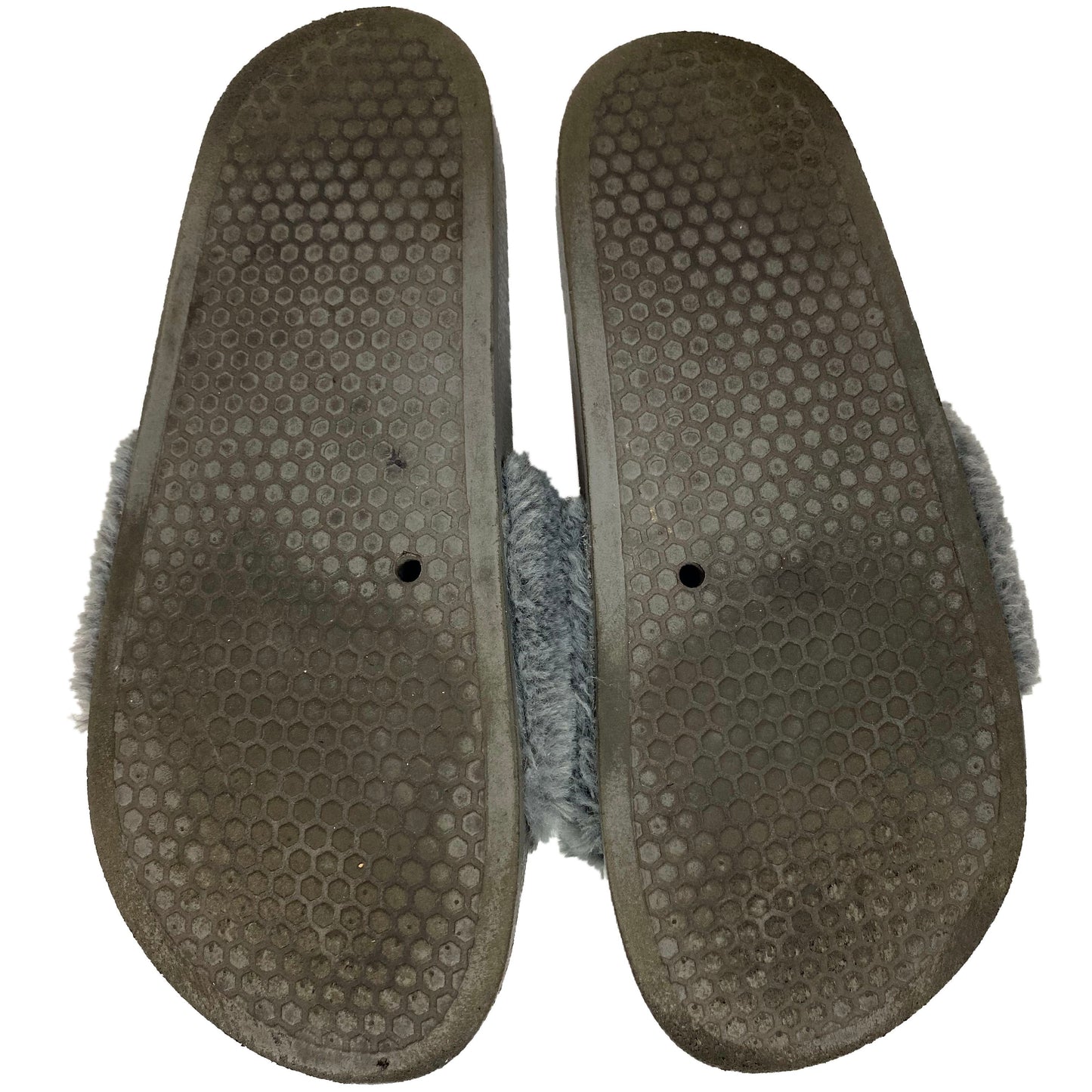Steve Madden Softey Grey Faux Fur Slides