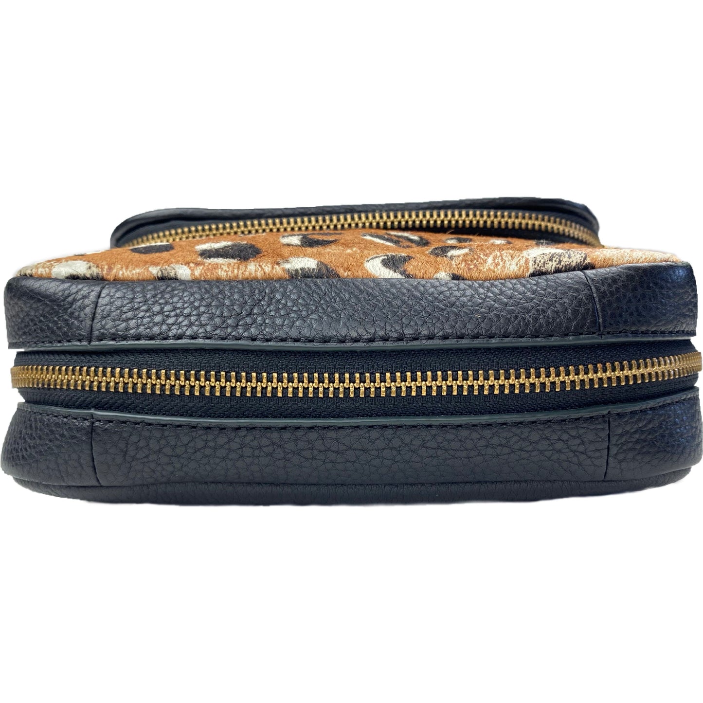 Fossil Preston Calf Hair Small Flap Leather Cheetah Print Crossbody Bag