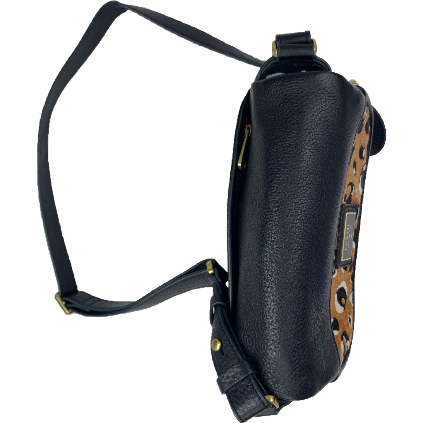 Fossil Preston Calf Hair Small Flap Leather Cheetah Print Crossbody Bag