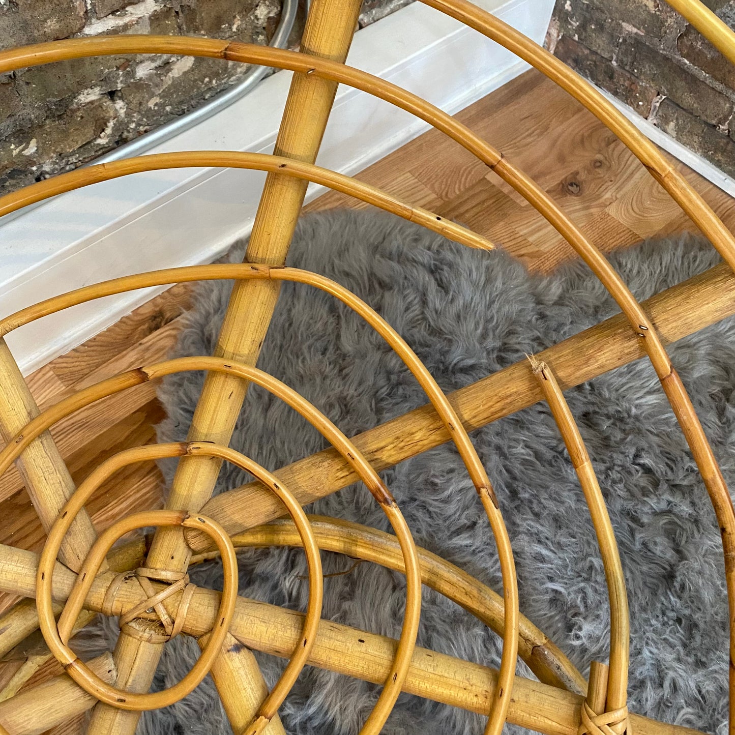 Bamboo Vintage Papasan Lounge Chair and Footstool