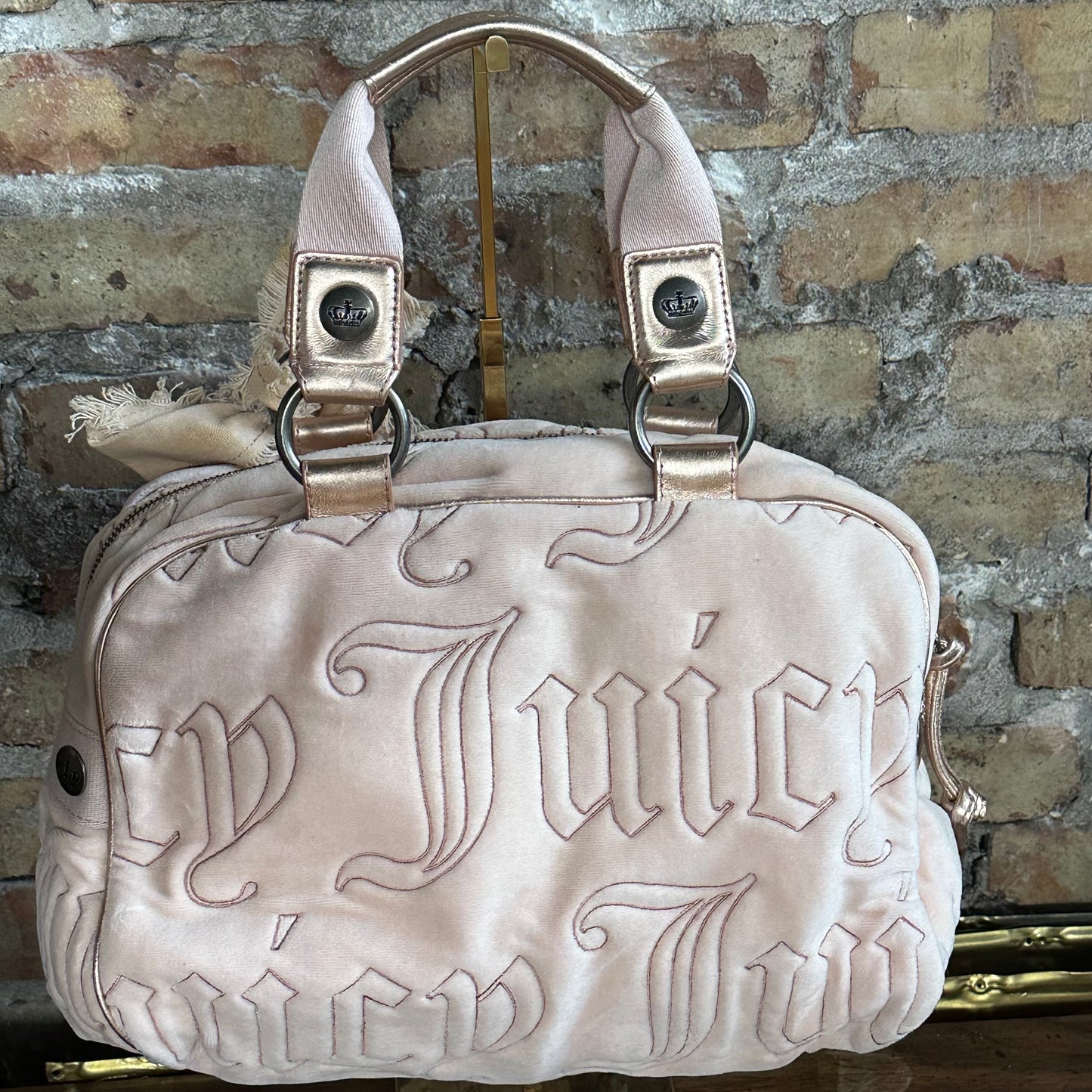 Vintage Y2K Juicy Couture Pink Velour Bowler Bag