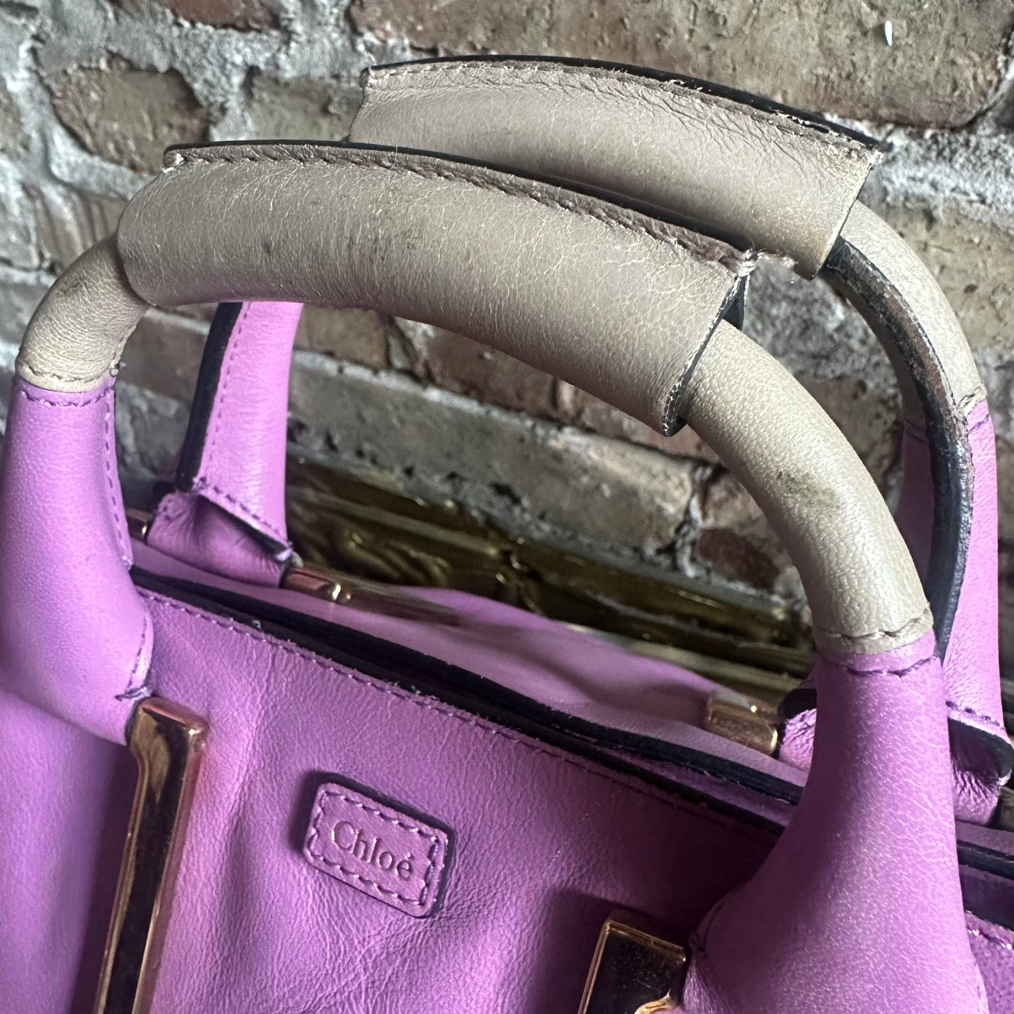 Vintage Chloe Ethel Purple Leather 2 Way Satchel
