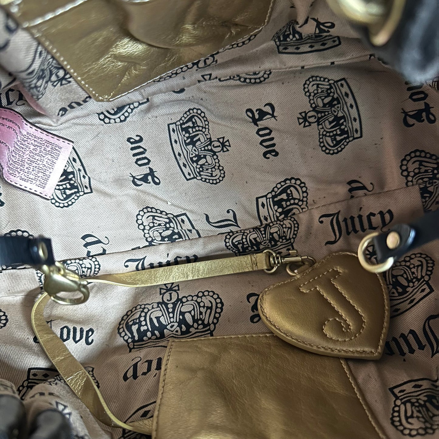 Vintage Y2K Juicy Couture Black Velour Shoulder Bag