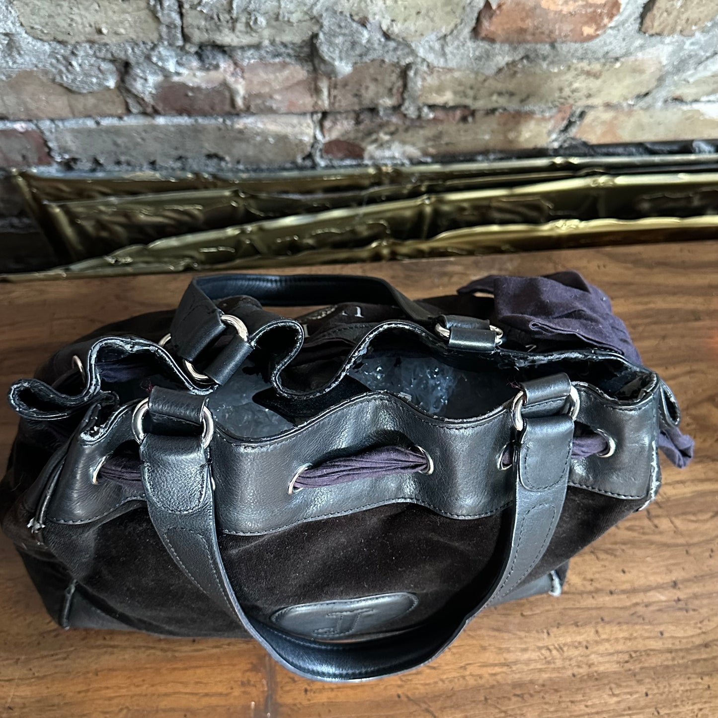 Vintage Y2K Juicy Couture Black Velour Daydreamer Bag