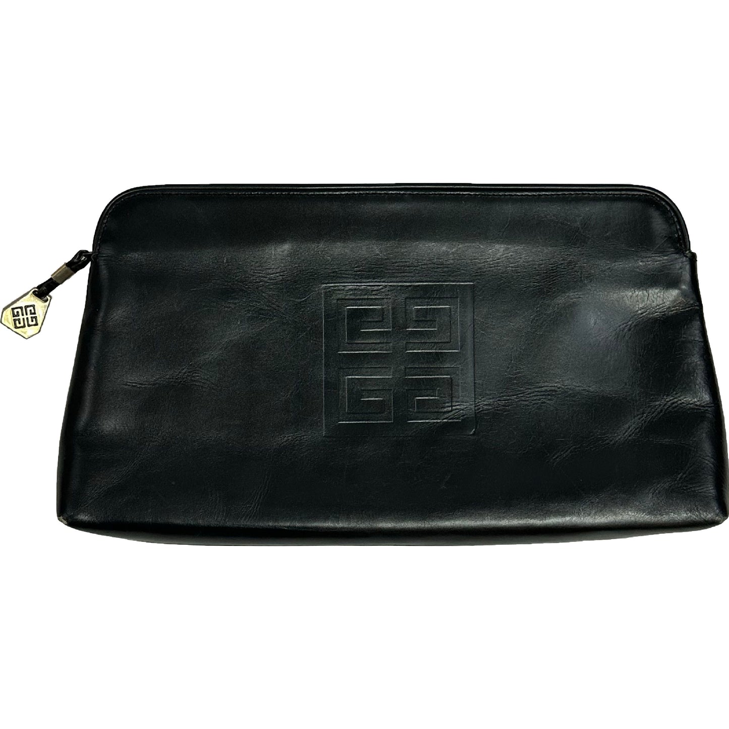 Vintage Sac Givenchy Anagram Black Leather Clutch