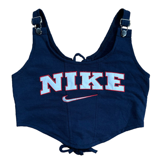 Reworked Vintage Nike Navy Corset Top - L