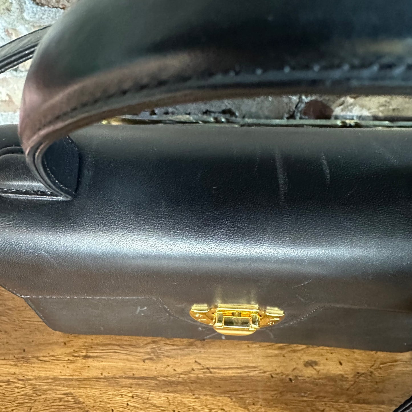 Vintage Givenchy Black Leather Top Handle 2 Way Bag