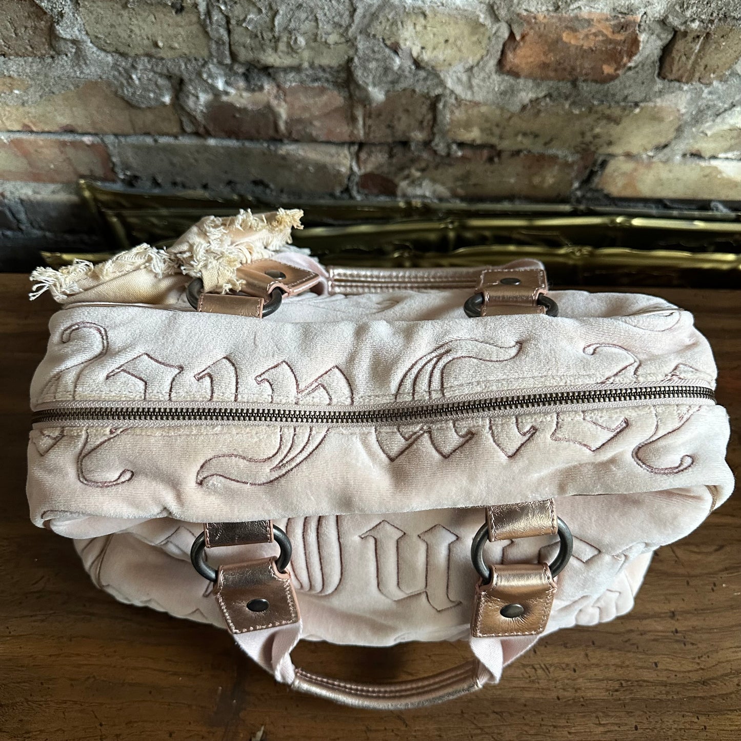 Vintage Y2K Juicy Couture Pink Velour Bowler Bag