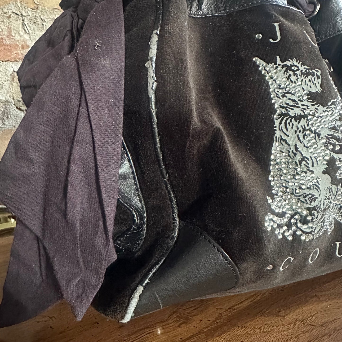 Vintage Y2K Juicy Couture Black Velour Daydreamer Bag