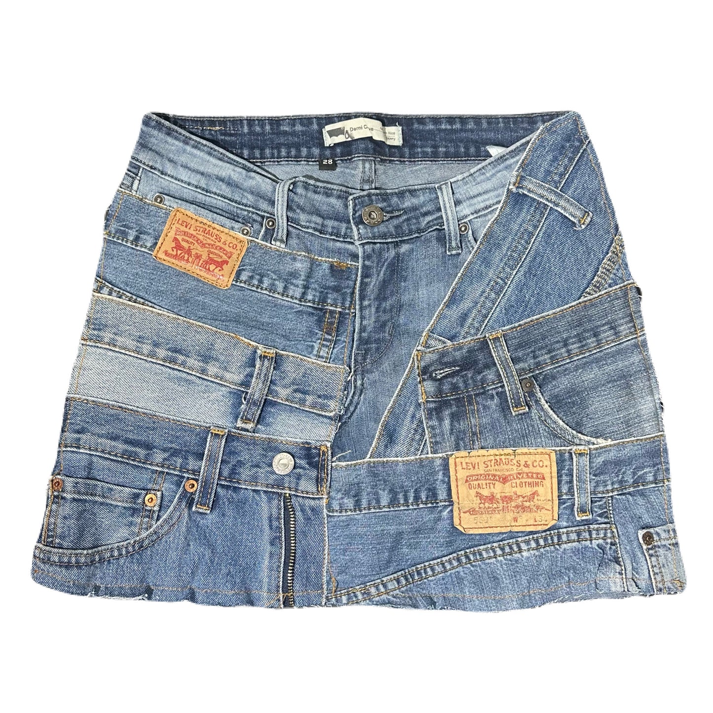 Reworked Levi’s Reconstructed Denim Mini Skirt - 28 Waist