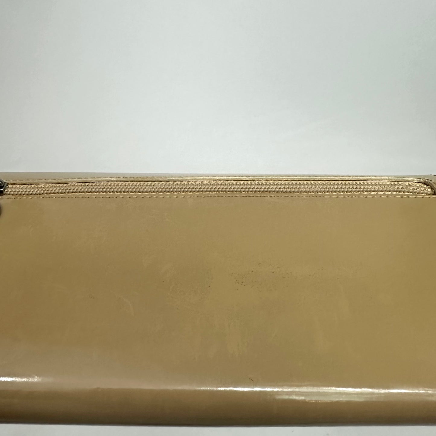 Christian Dior Lady Dior Taupe Patent Leather Trifold Long Wallet