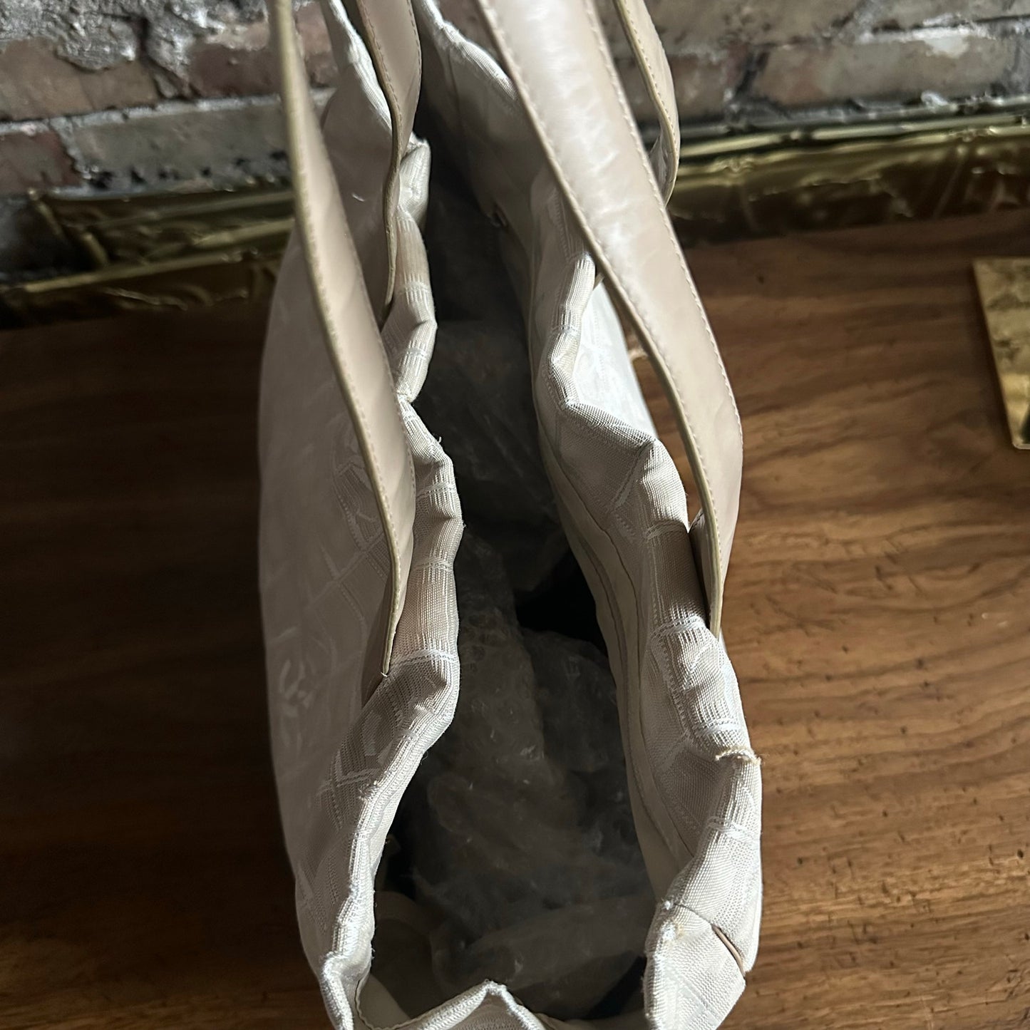 Vintage Chanel Travel Line Beige Canvas Tote Bag