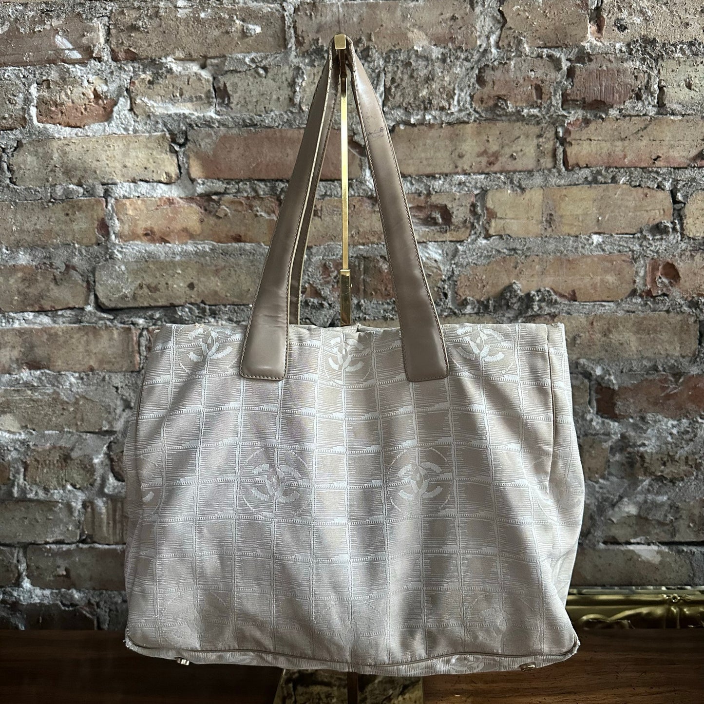 Vintage Chanel Travel Line Beige Canvas Tote Bag