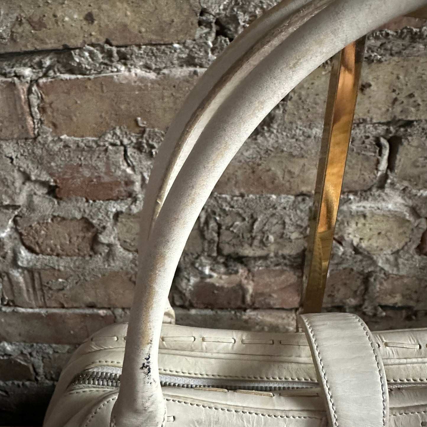 Vintage 2000's Loewe White Leather Senda Satchel