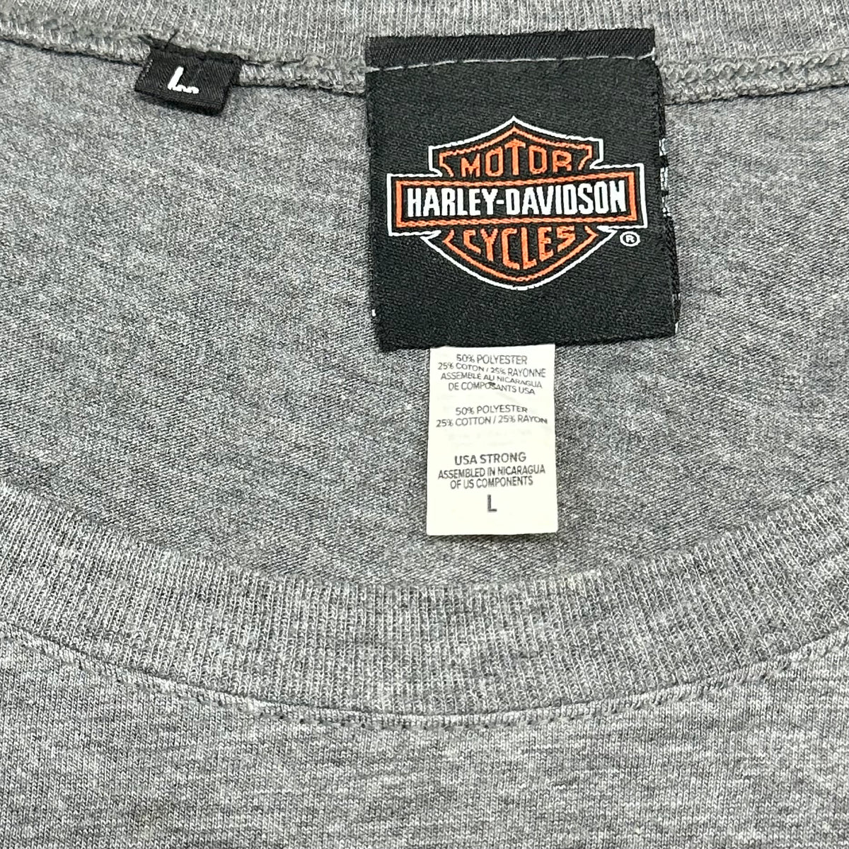 Reworked Harley Davidson Grey Rhinestone Studded Cropped Baby Tee