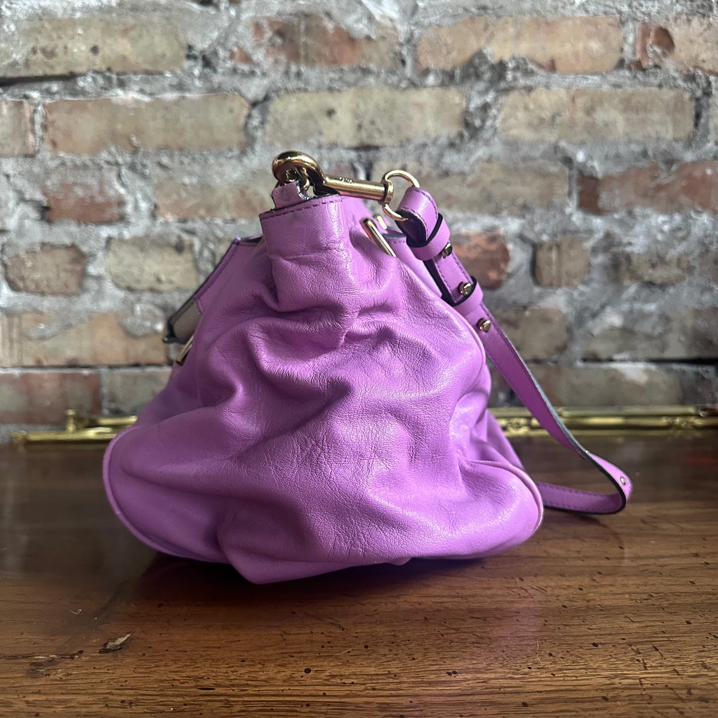 Vintage Chloe Ethel Purple Leather 2 Way Satchel