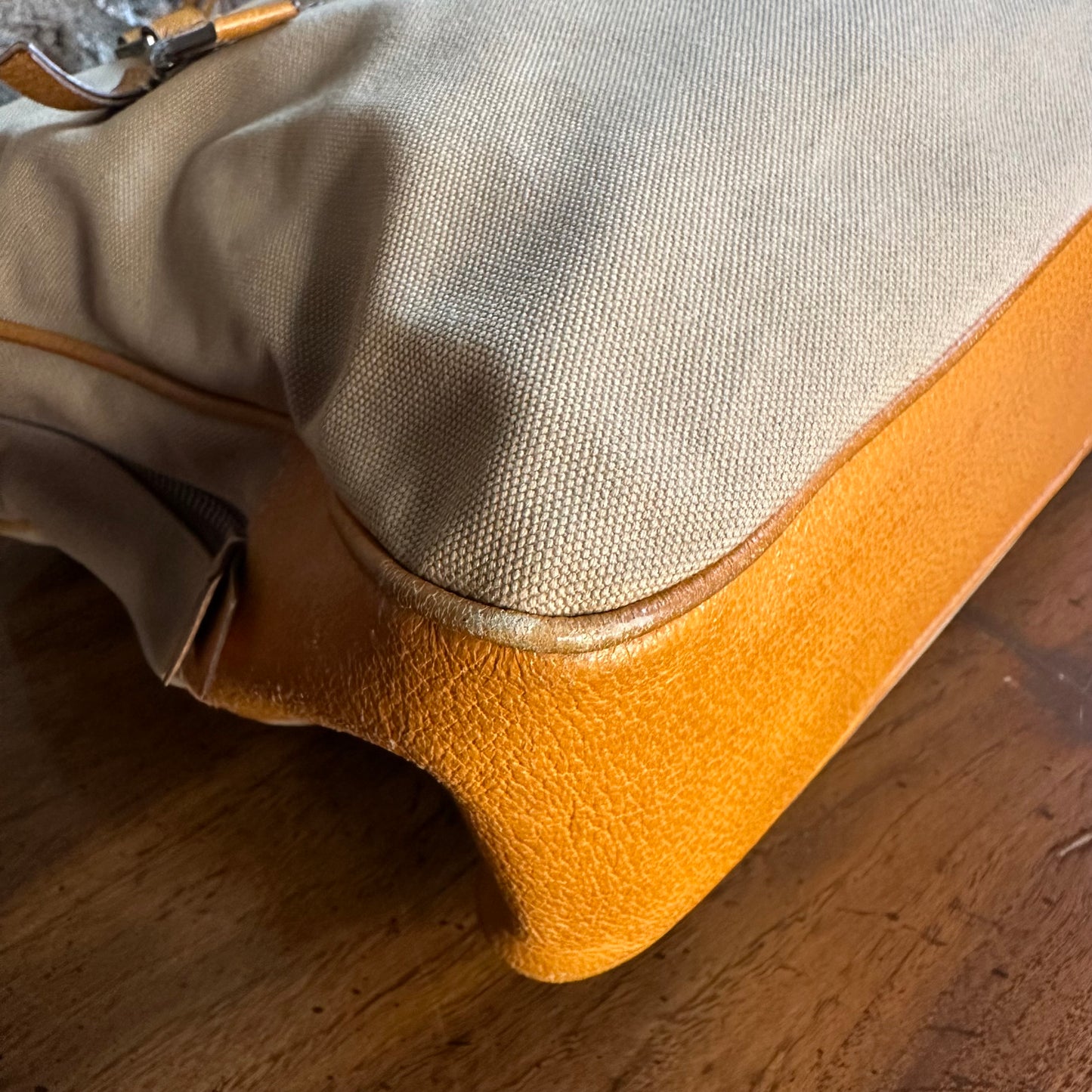 Vintage Prada Beige Canvas Tote Bag
