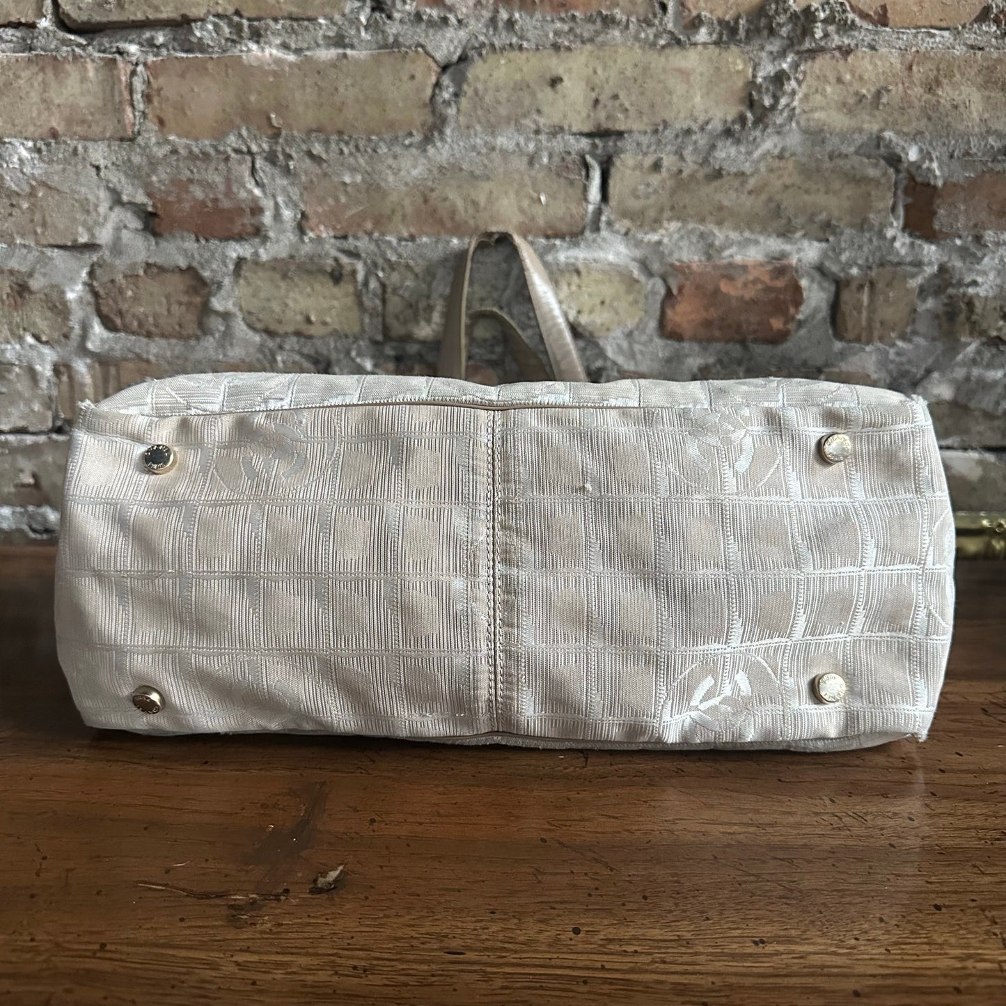 Vintage Chanel Travel Line Beige Canvas Tote Bag