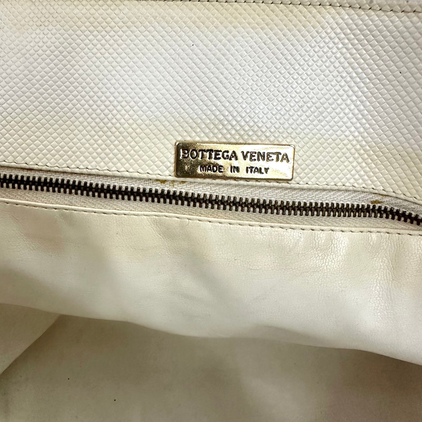 Vintage Bottega Veneta White PVC Marco Polo Tote