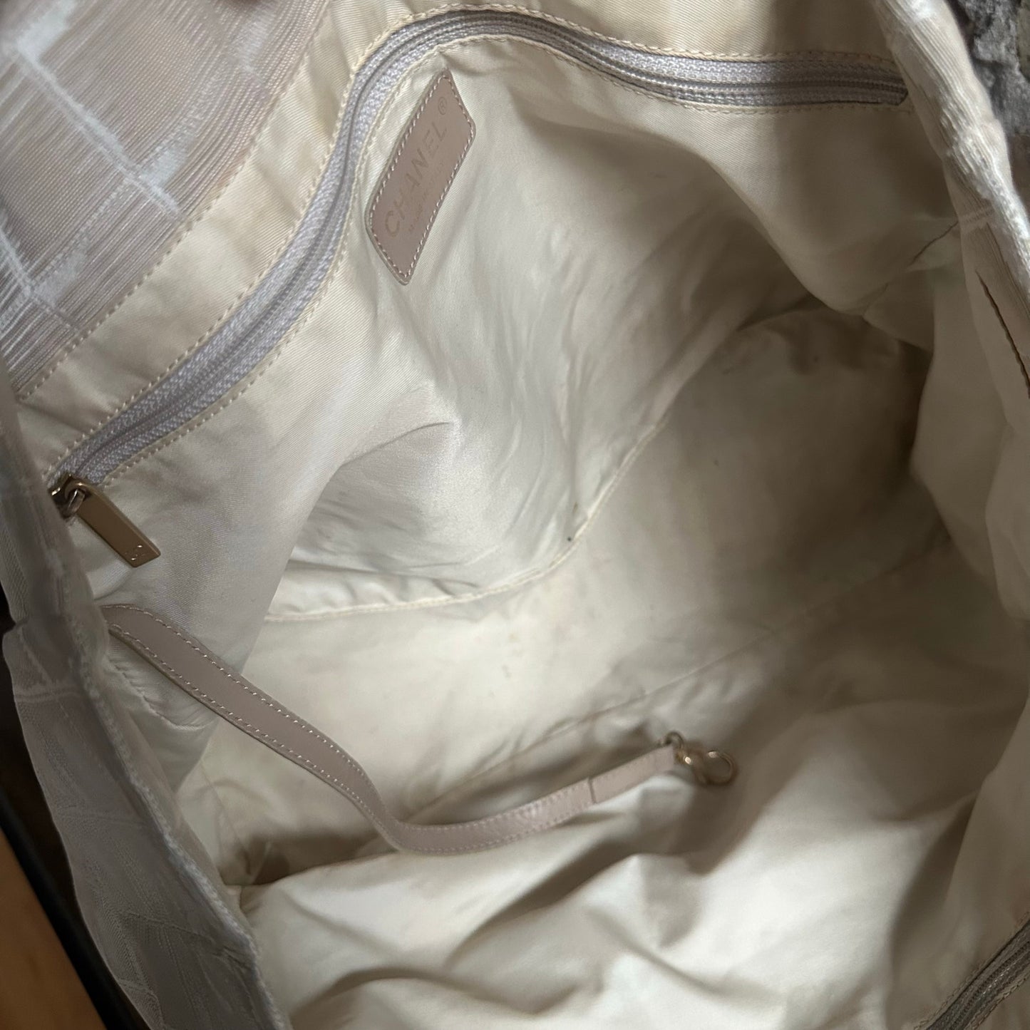 Vintage Chanel Travel Line Beige Canvas Tote Bag