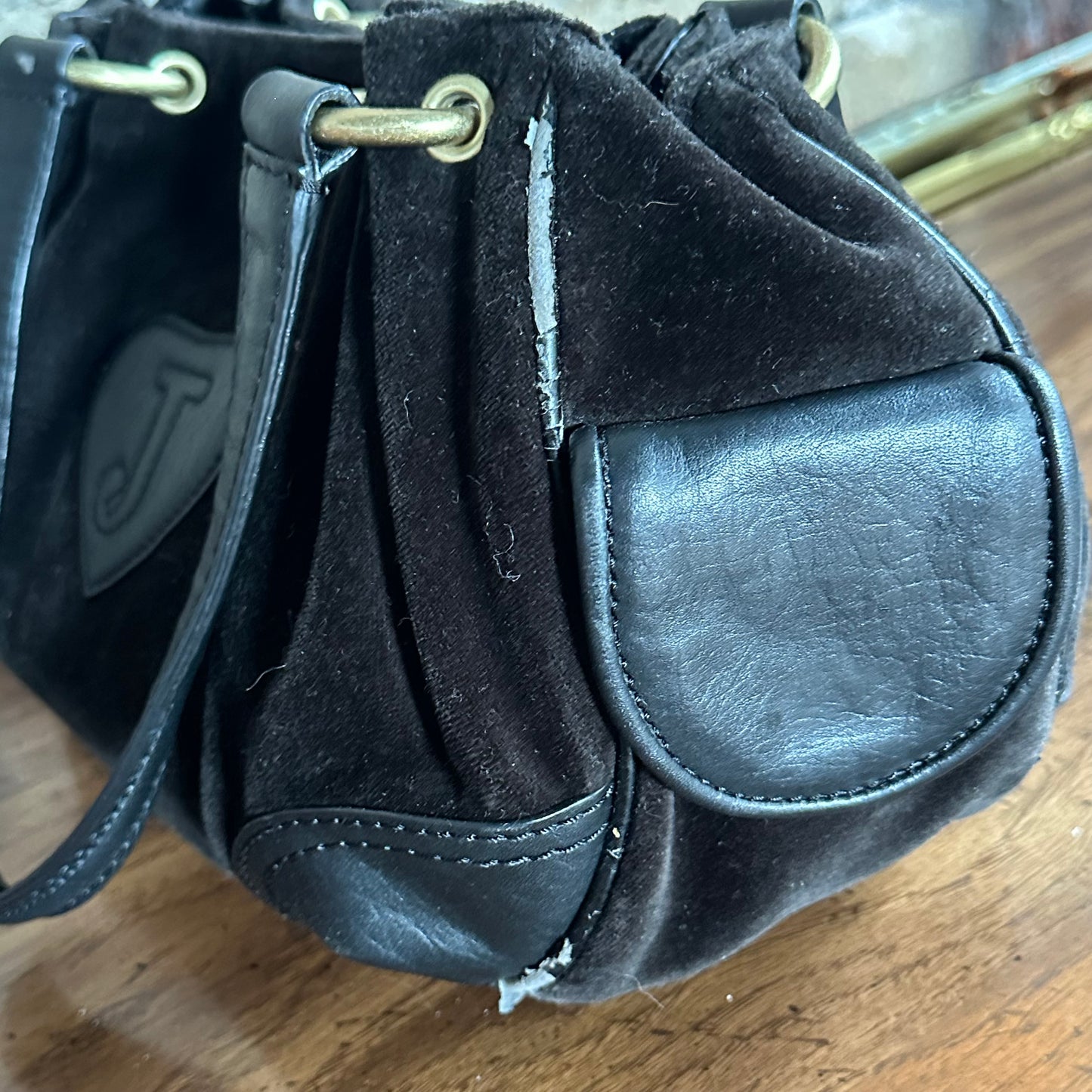 Vintage Y2K Juicy Couture Black Velour Shoulder Bag