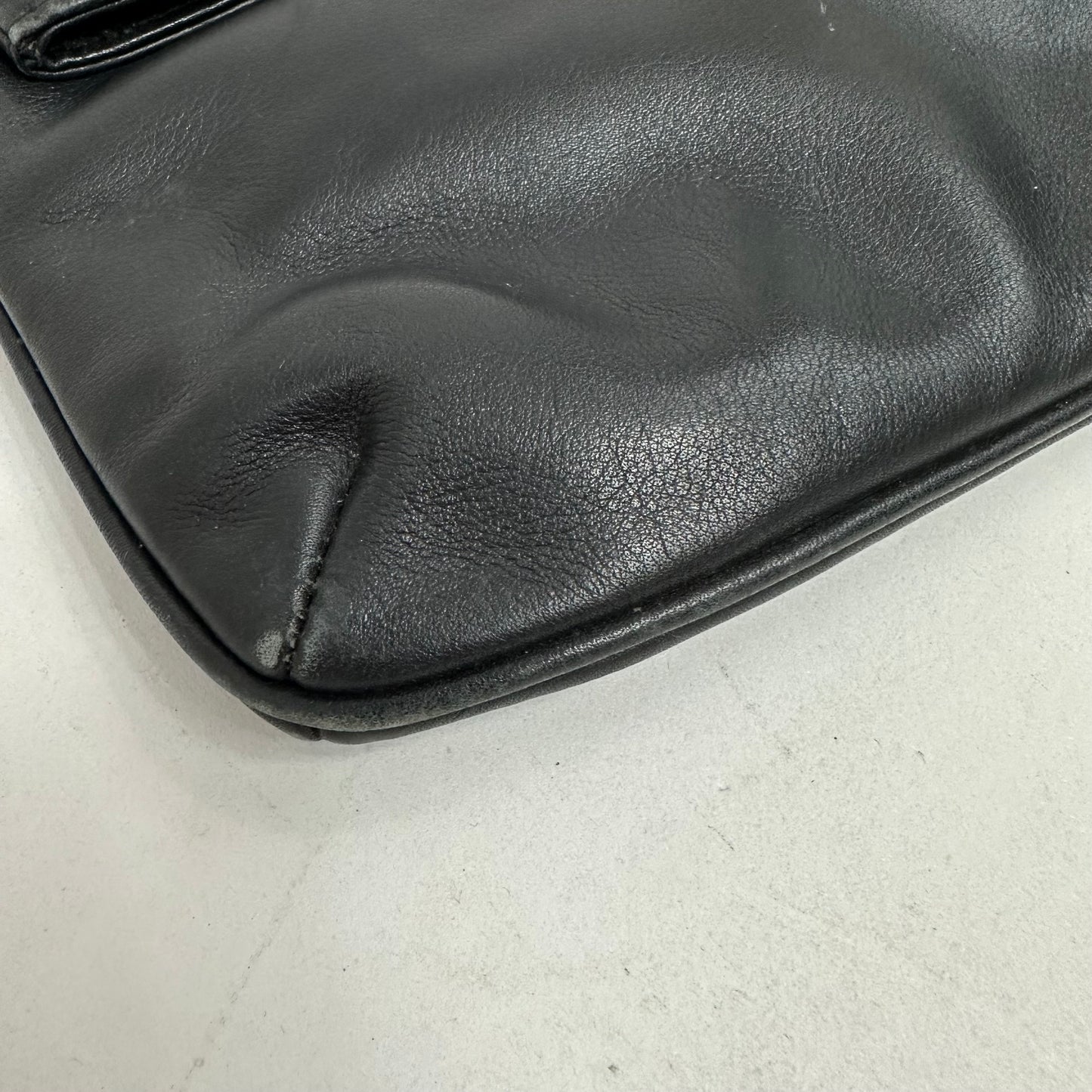 Vintage Celine Triomphe Black Leather Clutch