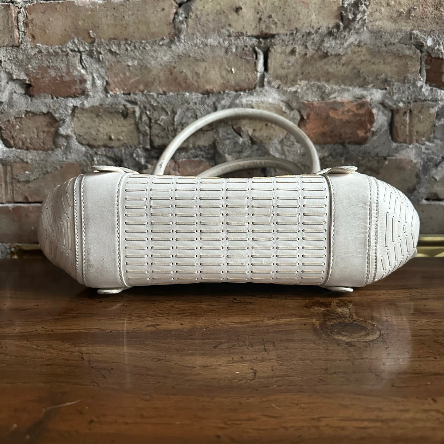 Vintage 2000's Loewe White Leather Senda Satchel