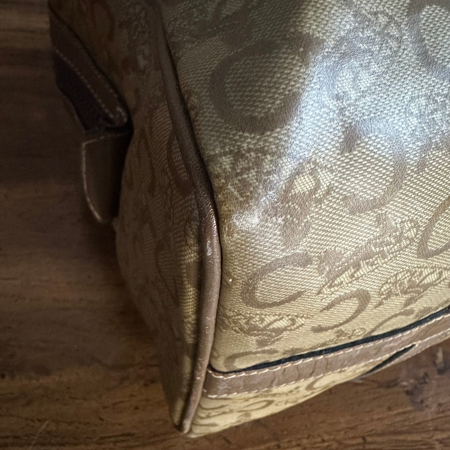 Vintage Celine Horse Carriage Monogram Coated Canvas Mini Boston Bag
