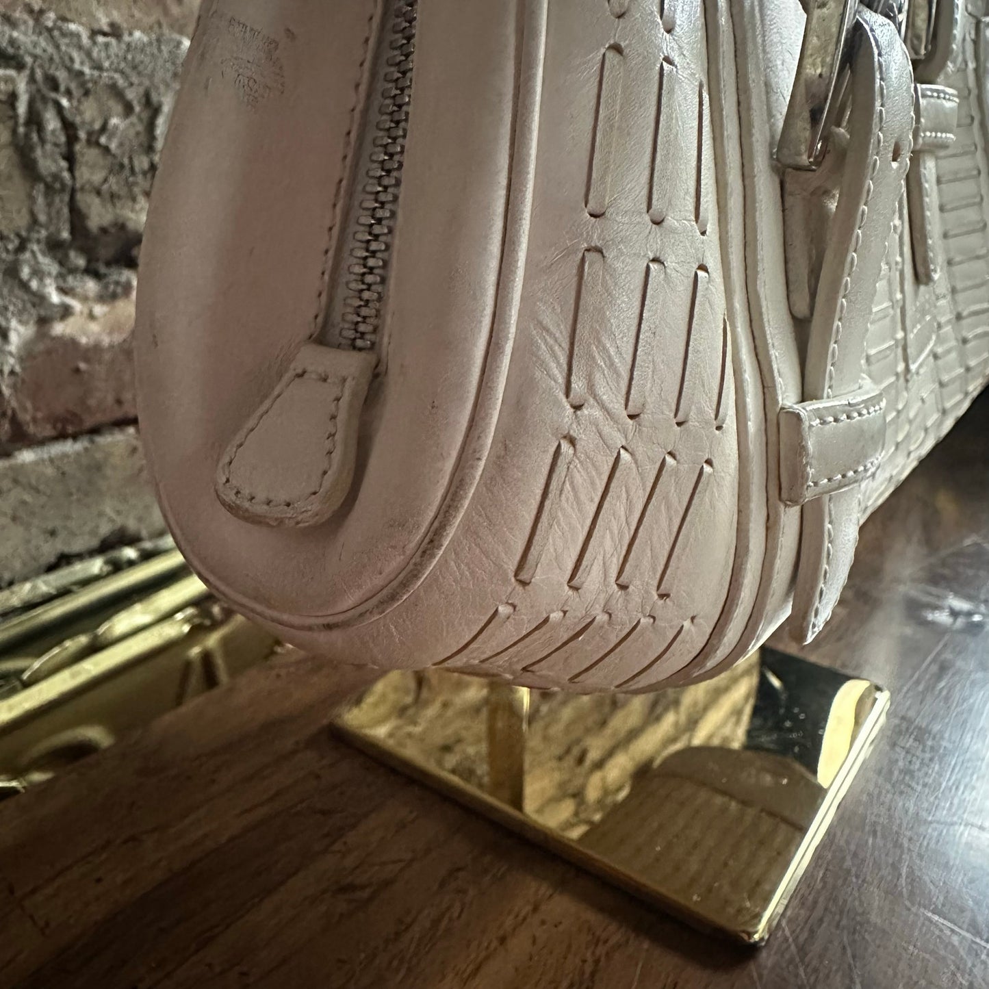 Vintage 2000's Loewe White Leather Senda Satchel