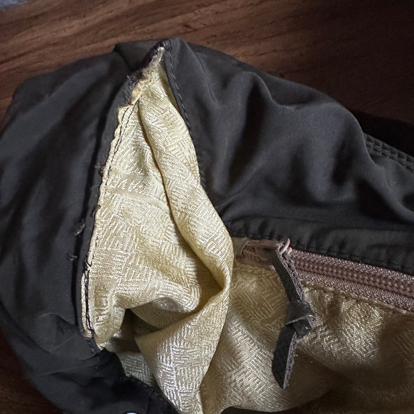 Vintage Bottega Veneta Olive Green Nylon Hobo Bag