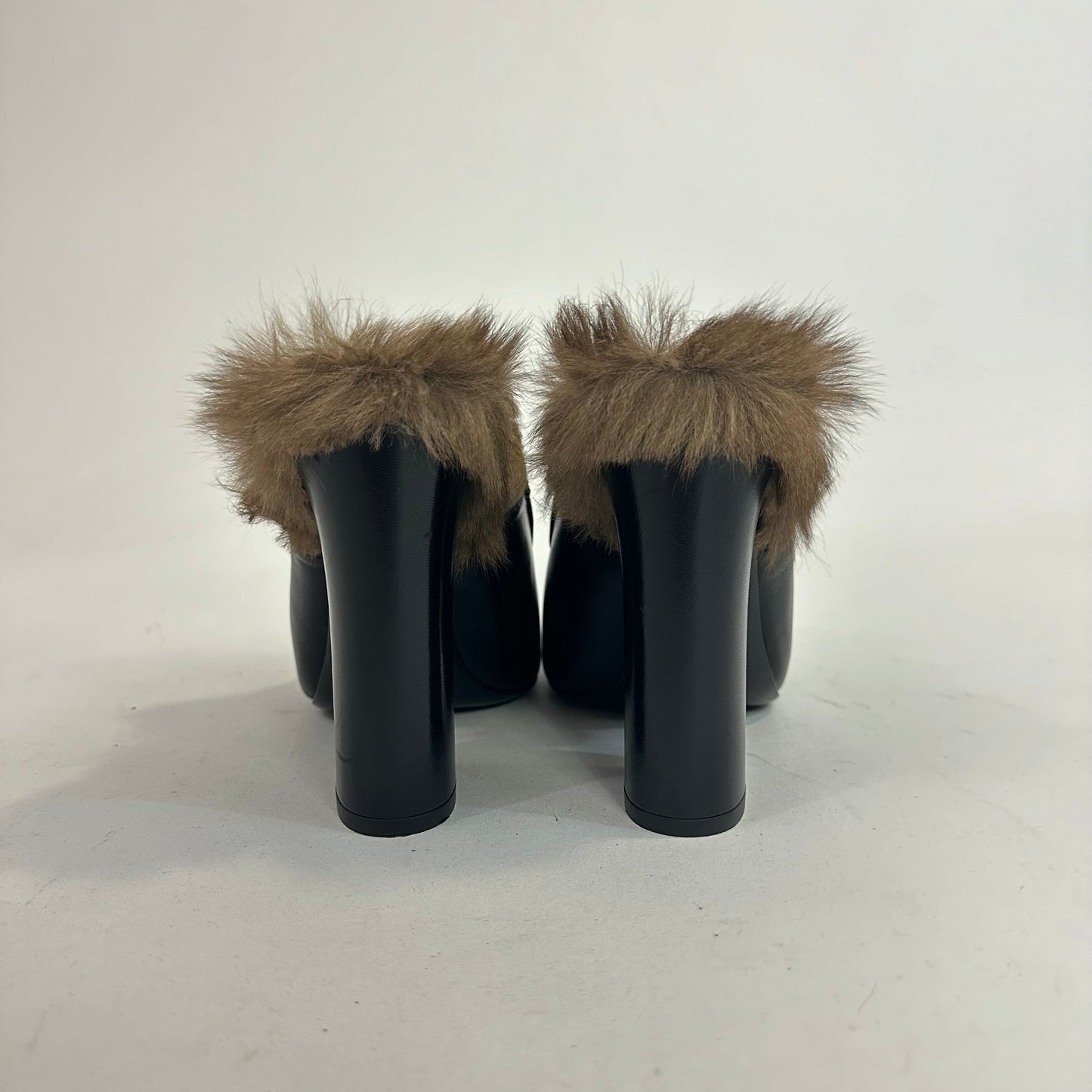 Gucci Princetown Fur Lined High Heel Mules Size 38