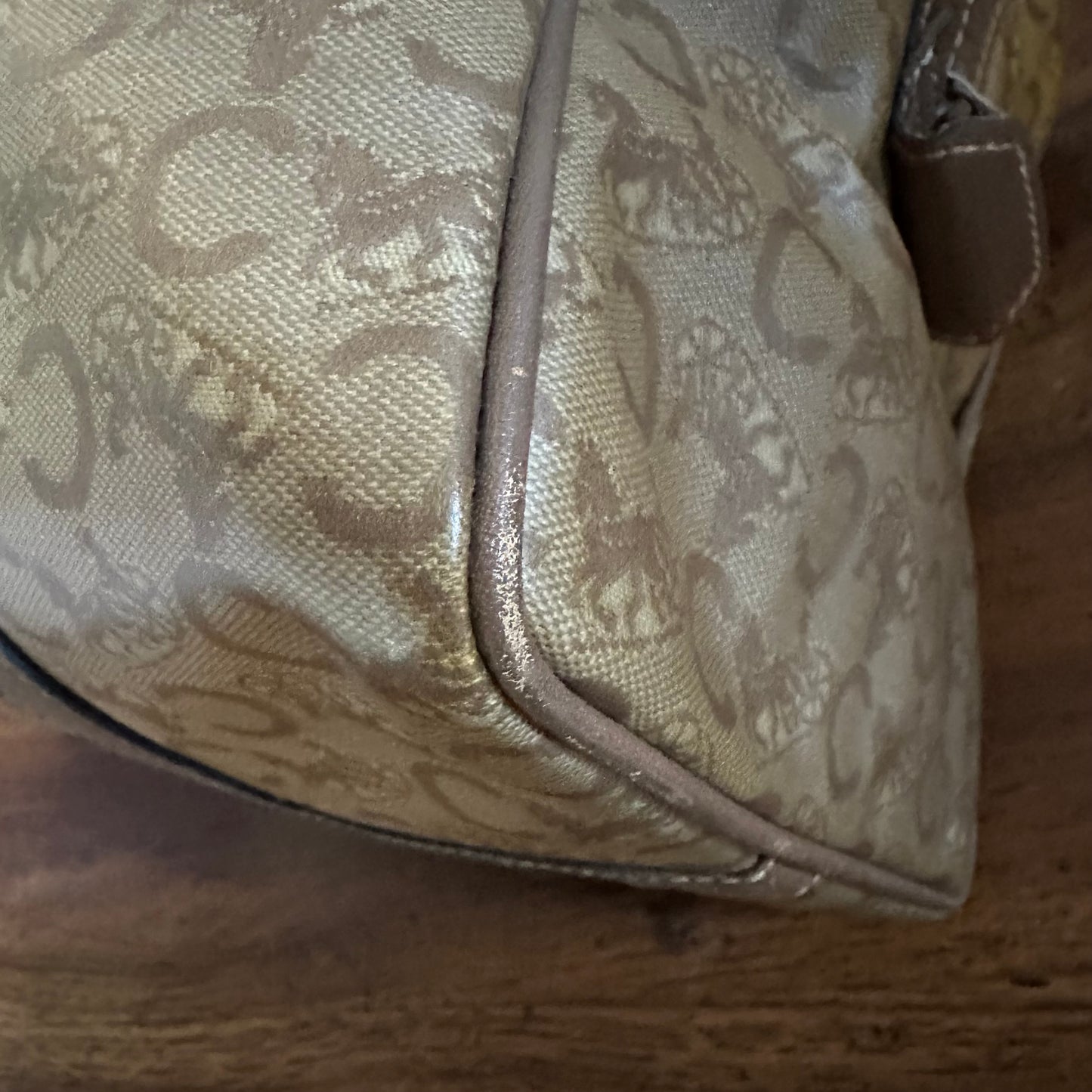 Vintage Celine Horse Carriage Monogram Coated Canvas Mini Boston Bag