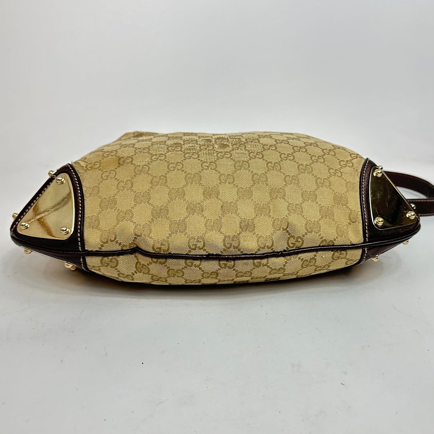 Vintage Gucci Monogram Canvas Mink Indy Hobo Bag