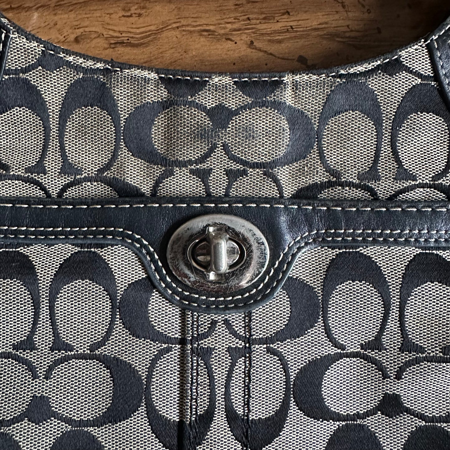 Vintage Coach F13979 Penelope Signature Jacquard Hippie Crossbody Bag