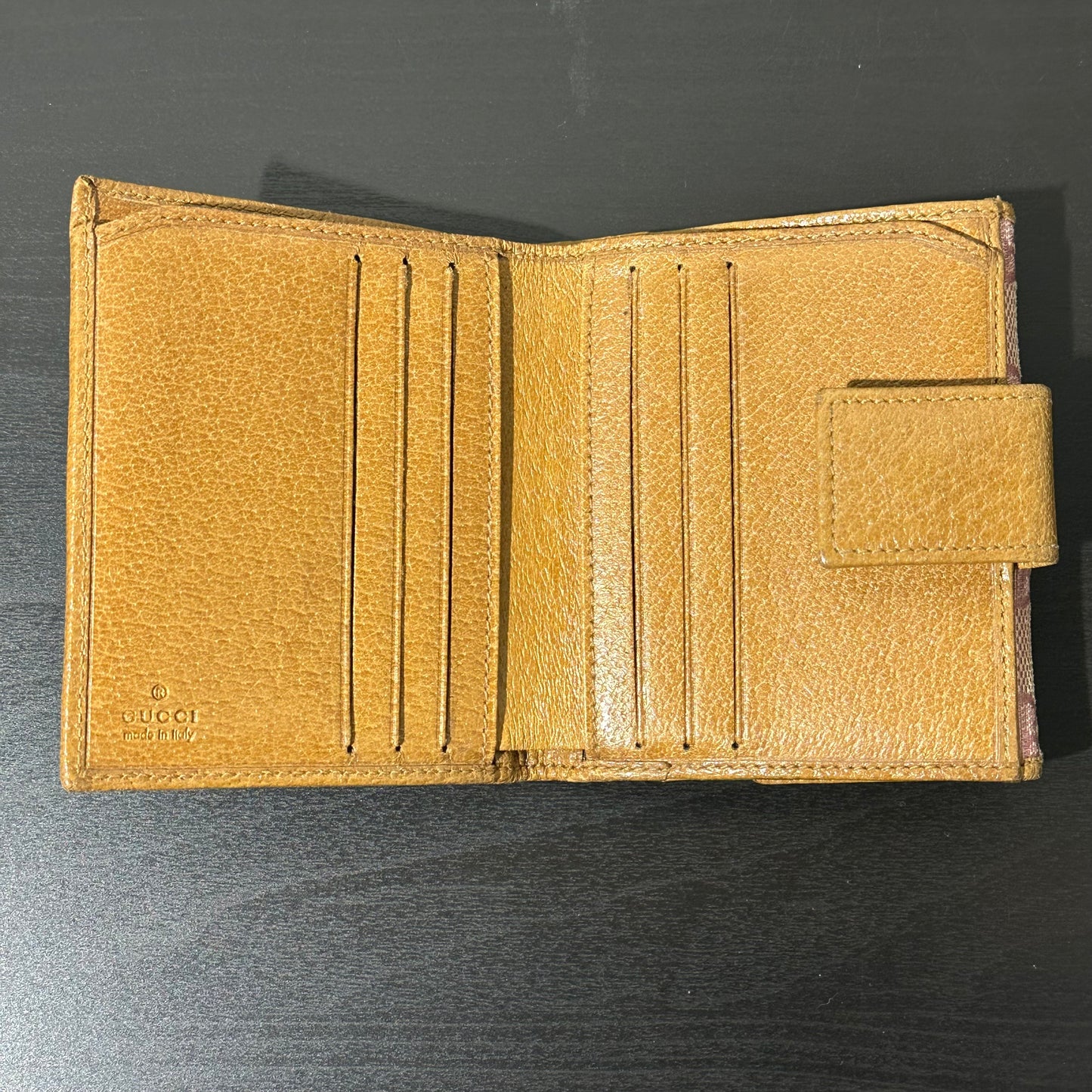 Gucci Pink Monogram Canvas and Leather Bifold Wallet With Box