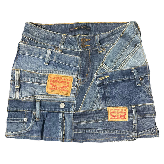 Reworked Levi’s Reconstructed Denim Mini Skirt - 29 Waist