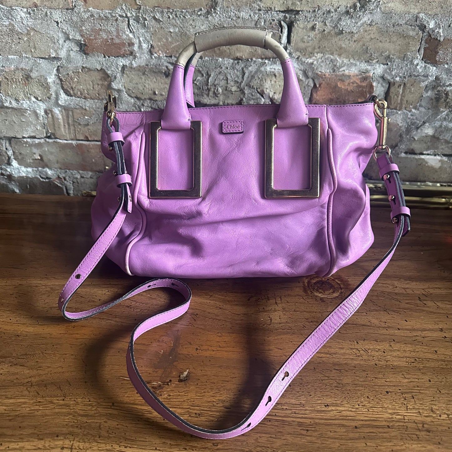 Vintage Chloe Ethel Purple Leather 2 Way Satchel