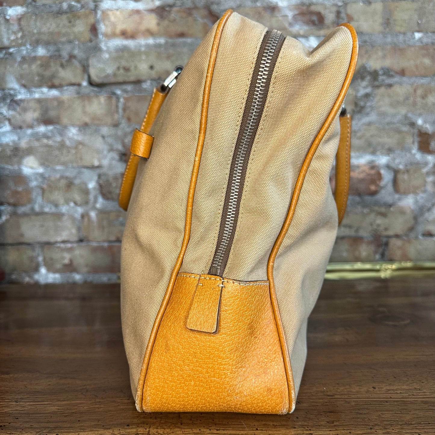 Vintage Prada Beige Canvas Tote Bag