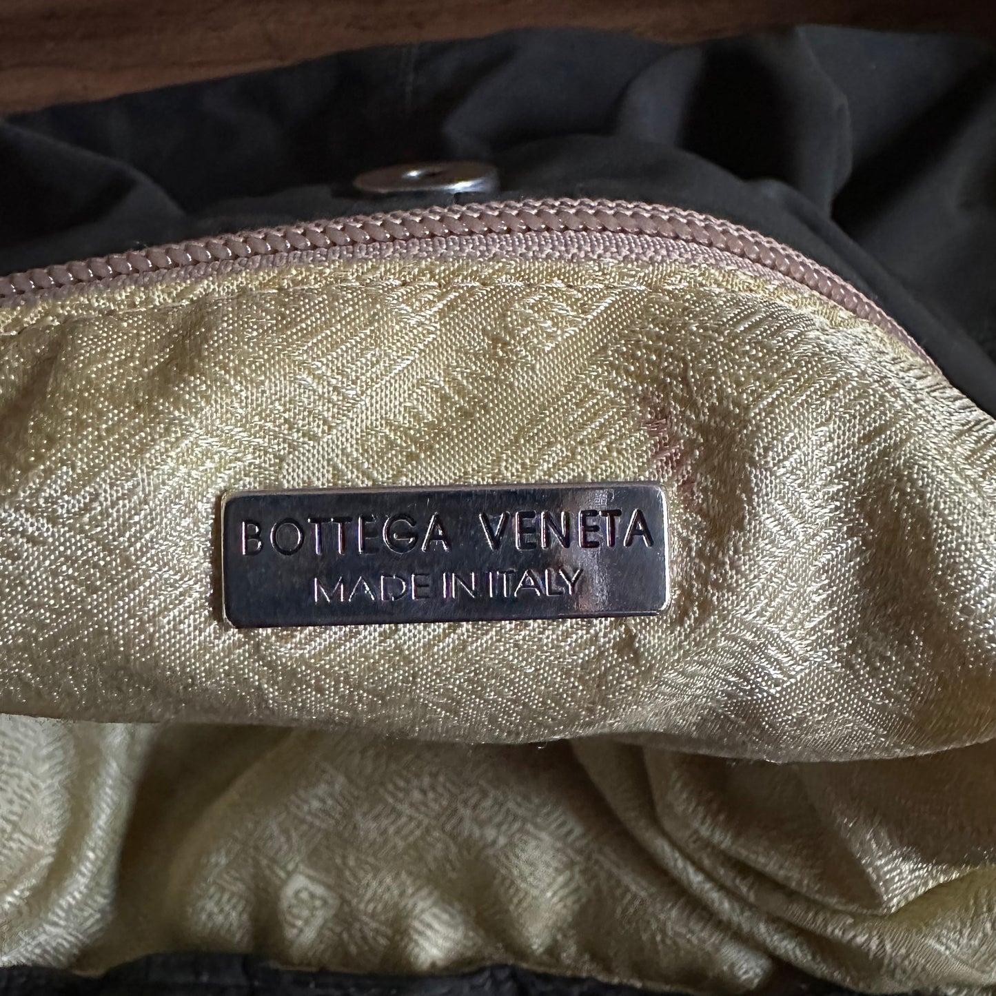 Vintage Bottega Veneta Olive Green Nylon Hobo Bag