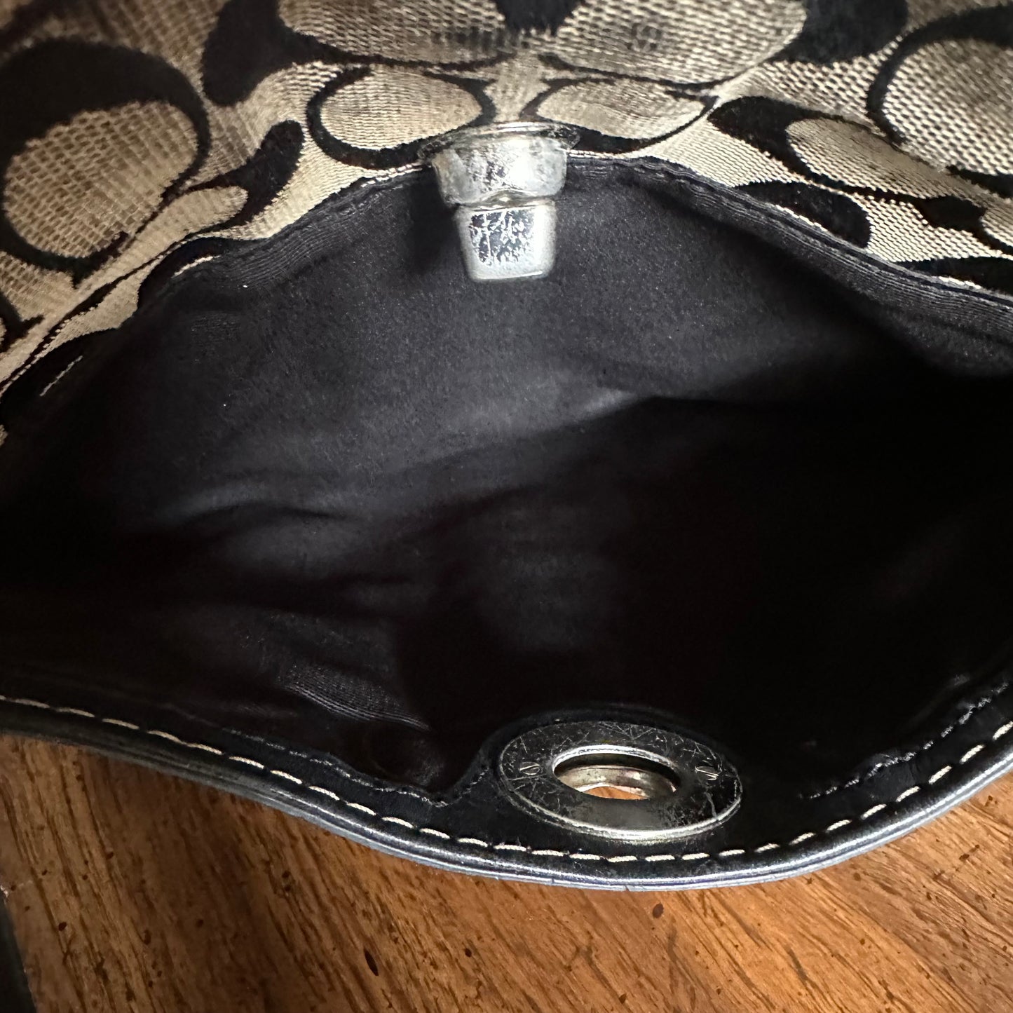 Vintage Coach F13979 Penelope Signature Jacquard Hippie Crossbody Bag