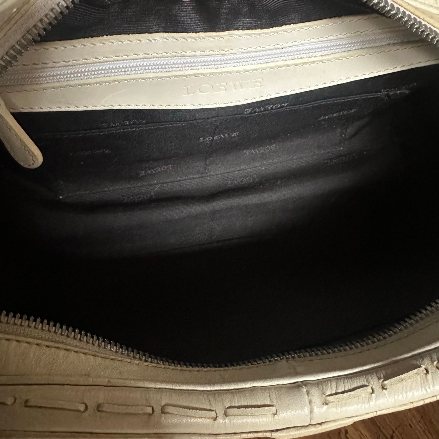 Vintage 2000's Loewe White Leather Senda Satchel