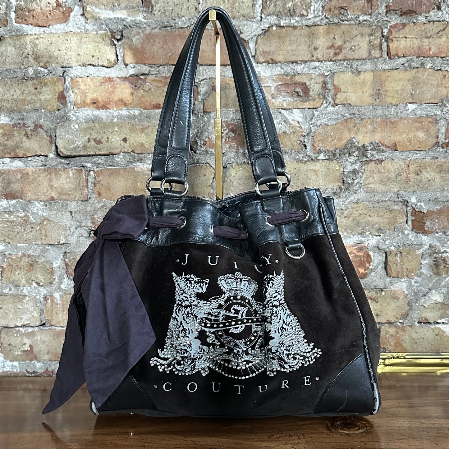 Vintage Y2K Juicy Couture Black Velour Daydreamer Bag