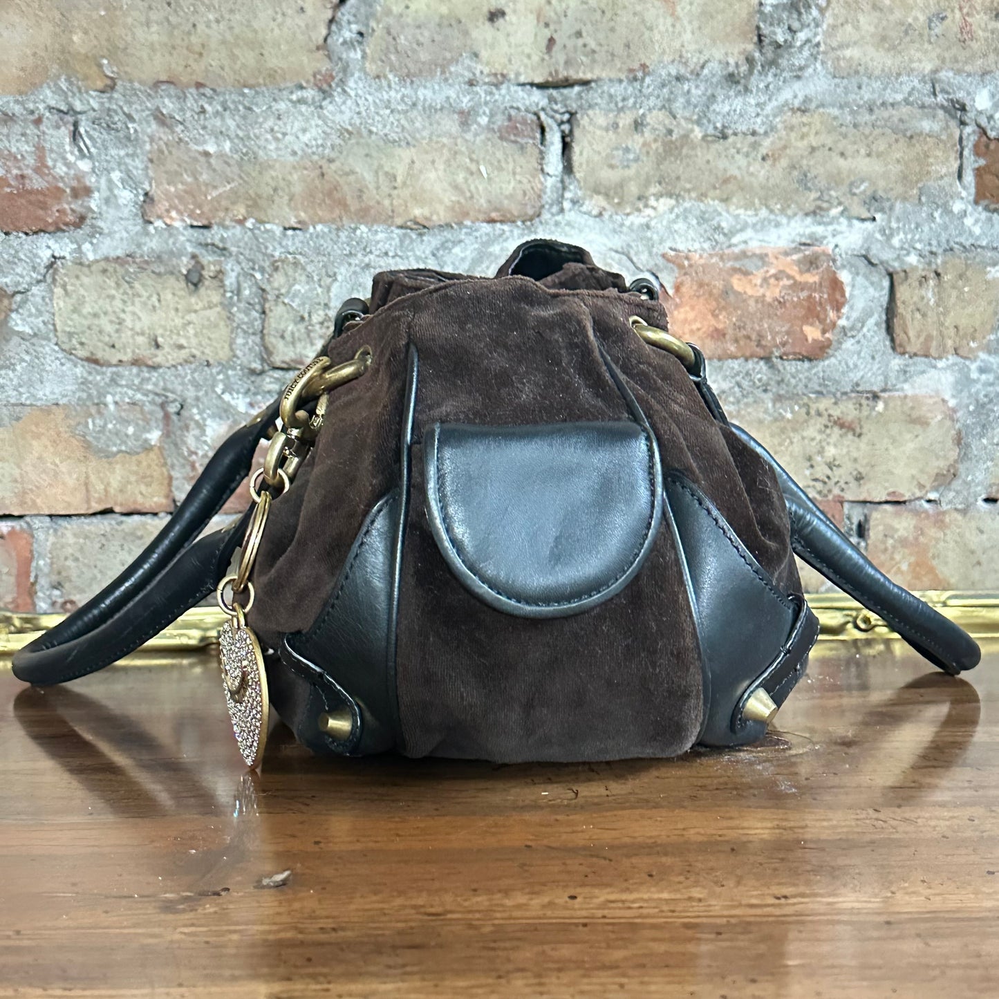 Vintage Y2K Juicy Couture Brown Velour Shoulder Bag