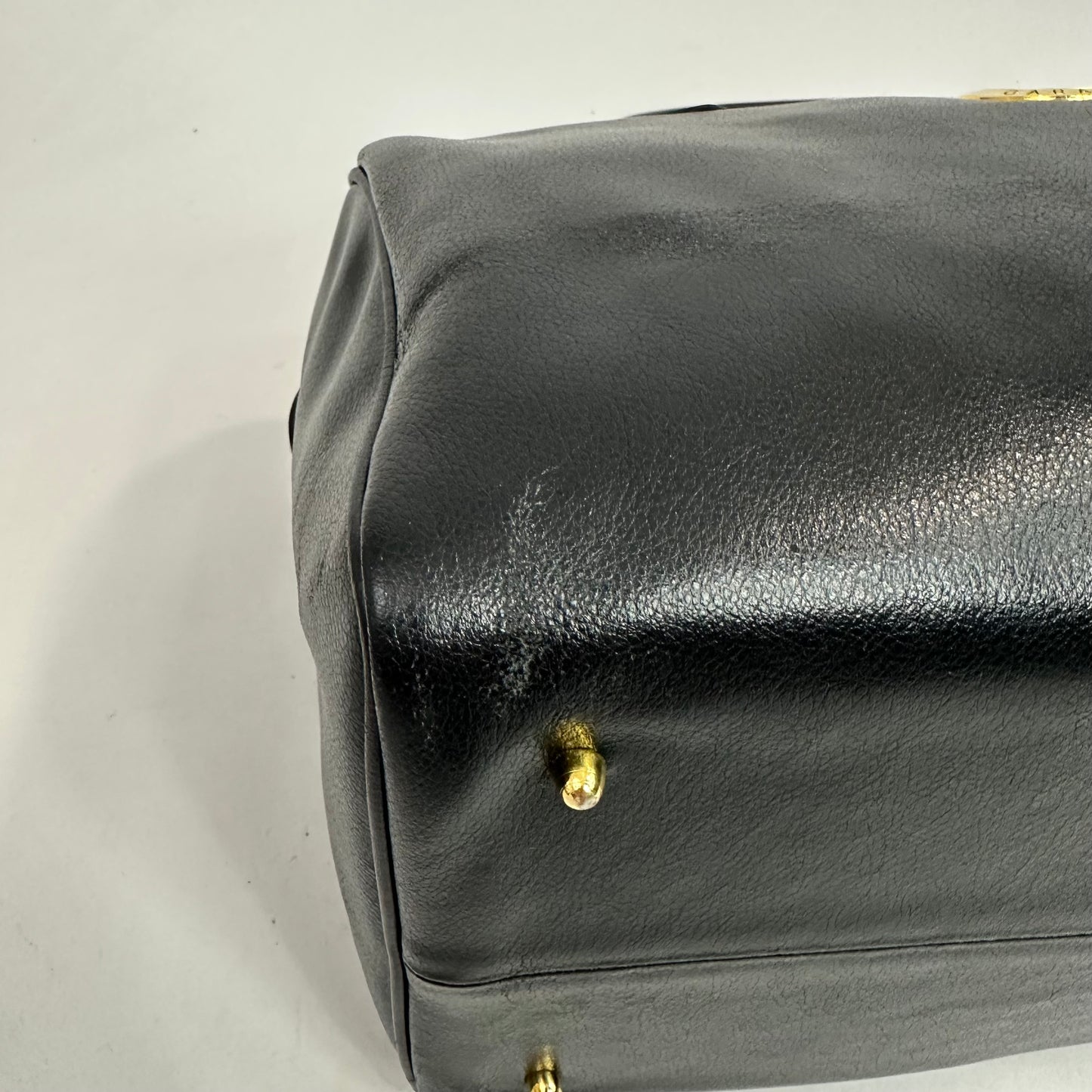 Vintage Valentino Garavani Black Leather Boston Bag